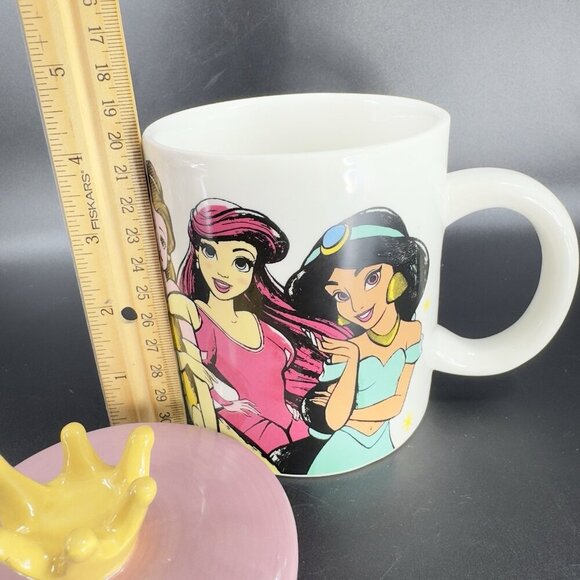 Disney Princess Ceramic Coffee Mug Cup With Crown Lid 18oz Mug Cup Multicolor - Picture 4 of 16